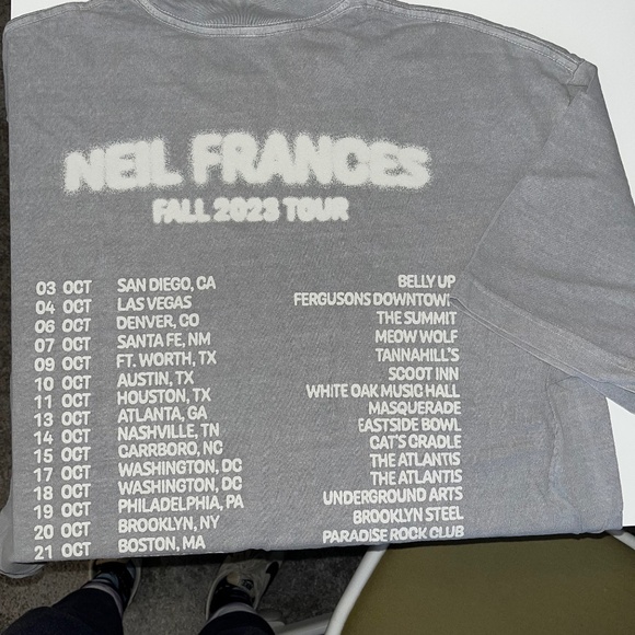 Neil Frances 2023 Fall Tour Band T-shirt Large Gray - Picture 1 of 5